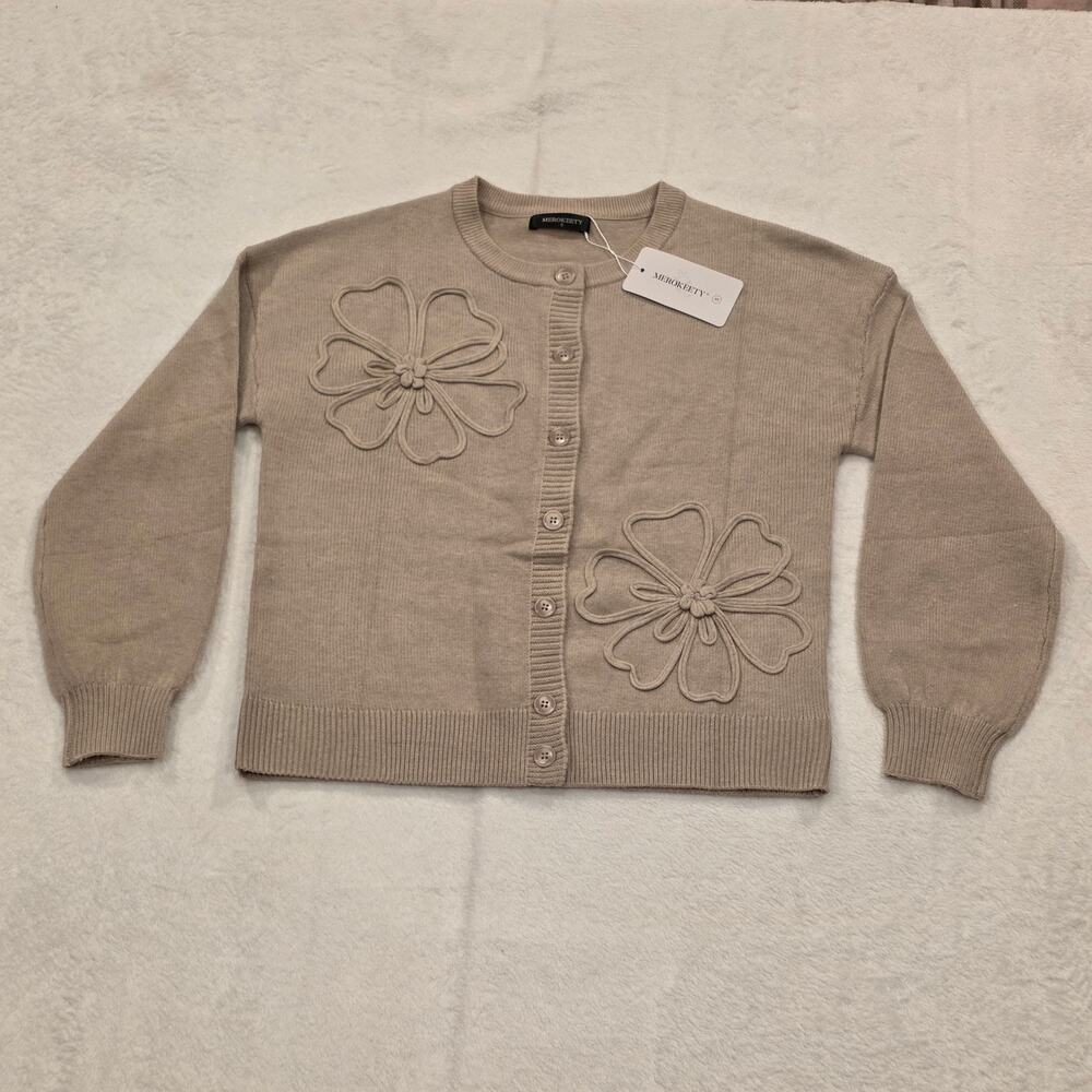 Merokeety Oatmeal Cardigan Womens Small NWT